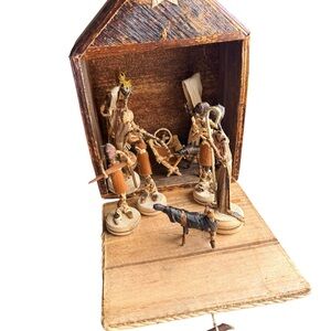 Handcrafted Nativity Scene with Figurines banana leaf‎ Afrobohemian home decor